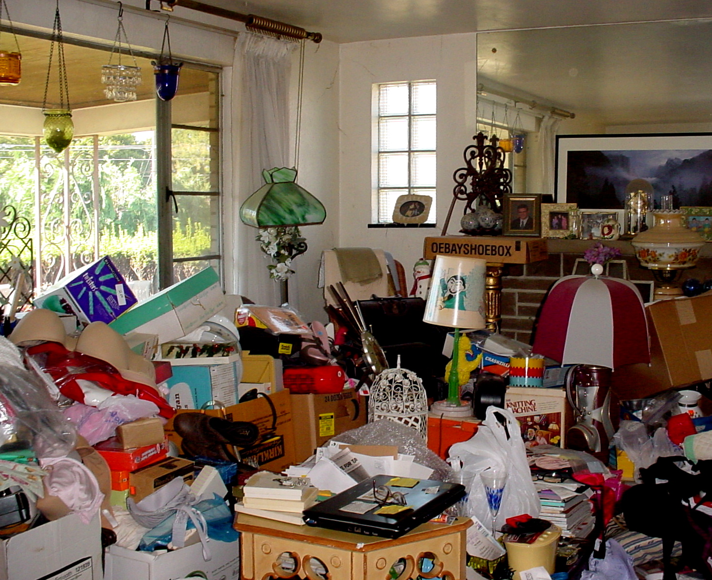 photo of cluttered living room
